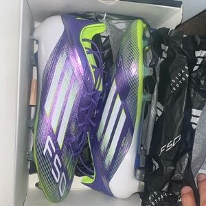 Adidas F50 Soccer Cleats in Purple and Neon Green